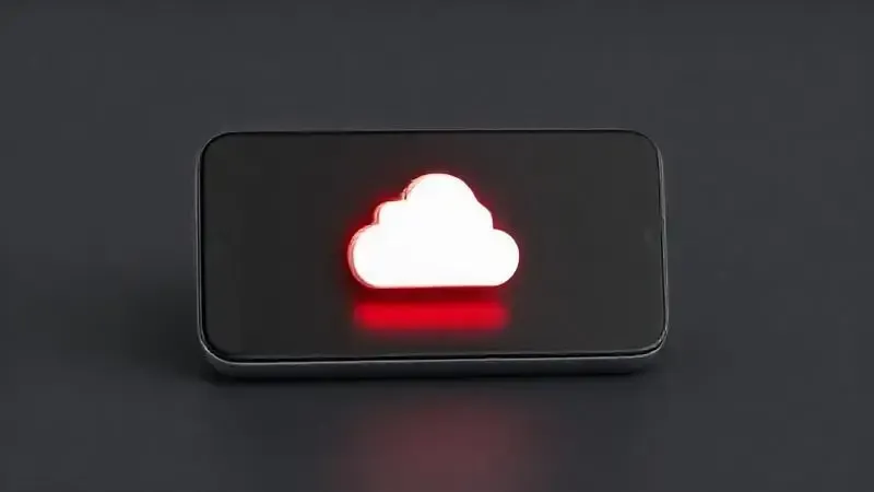 Renderização 3D de um ícone de cadeado sobre um símbolo de nuvem em uma tela de smartphone, representando um bloqueio digital ou iCloud bloqueado.