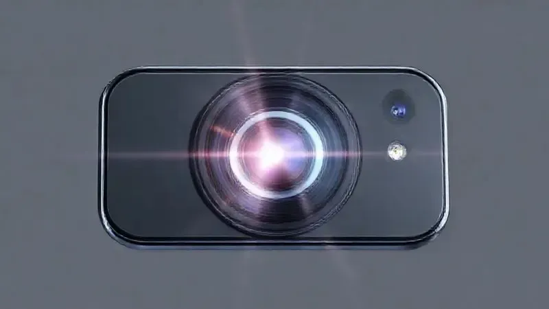 Render artístico de um sistema de câmeras de smartphone, ilustrando a tecnologia avançada das lentes para fotografia de alta qualidade.