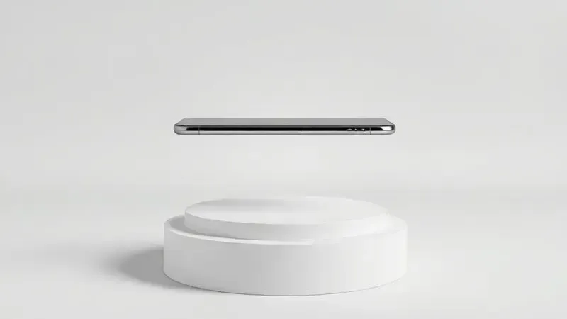 Conceito de design de smartphone sem marca com perfil fino, materiais e texturas detalhadas