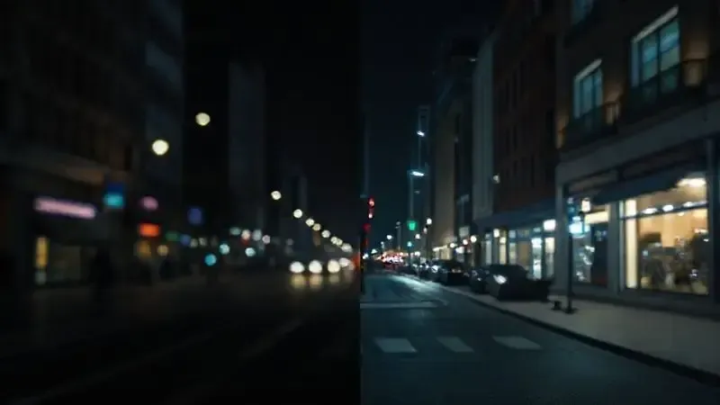 Cena conceitual ilustrando a diferença de qualidade e desempenho da câmera dos smartphones em ambiente de pouca luz.