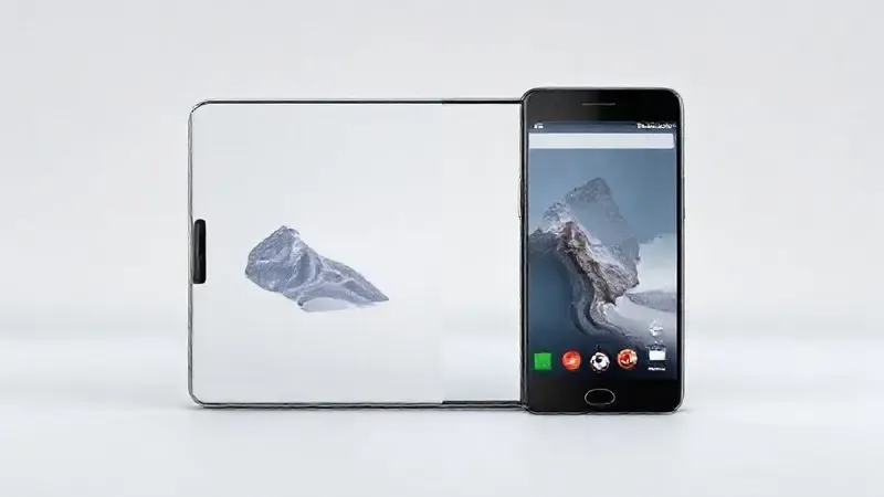 Conceito visual da comparação entre celulares iPhone e Android, mostrando dois smartphones genéricos lado a lado com fotos diferentes.