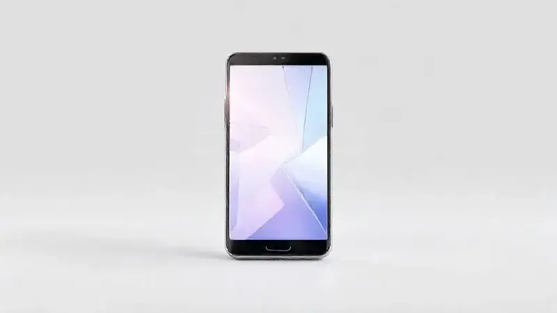Ilustração conceitual do design e da tela de um smartphone clássico, destacando a qualidade de imagem e a construção em vidro e alumínio.