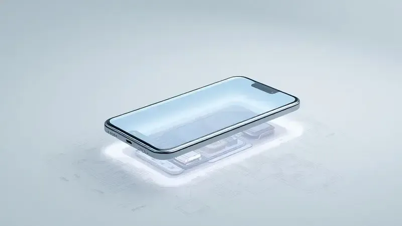Ilustração conceitual do design e da tela de um smartphone, mostrando a fusão entre tecnologia avançada e estética moderna.